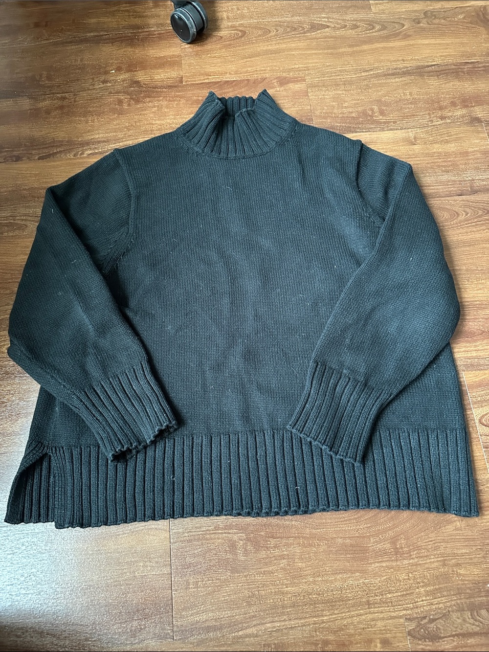 Women’s Black Turtleneck Ribbed Knit Sweater